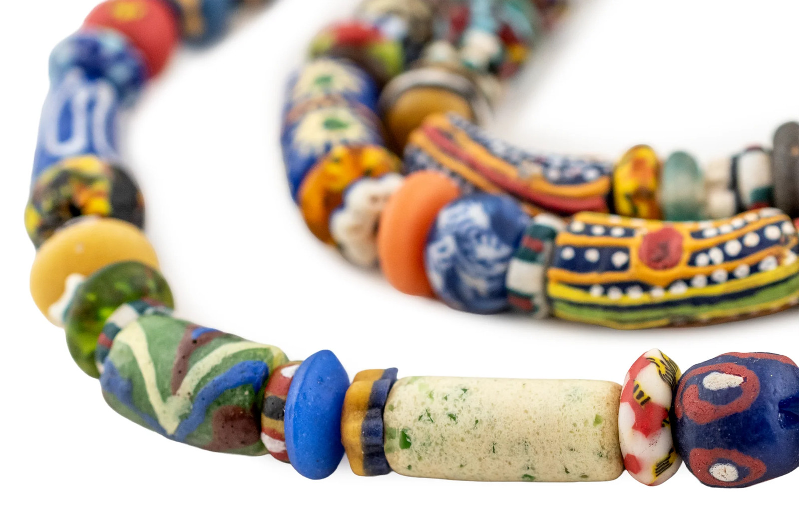 Premium Medley of Ghana Glass Beads 13mm African Multicolor Mixed Large Hole