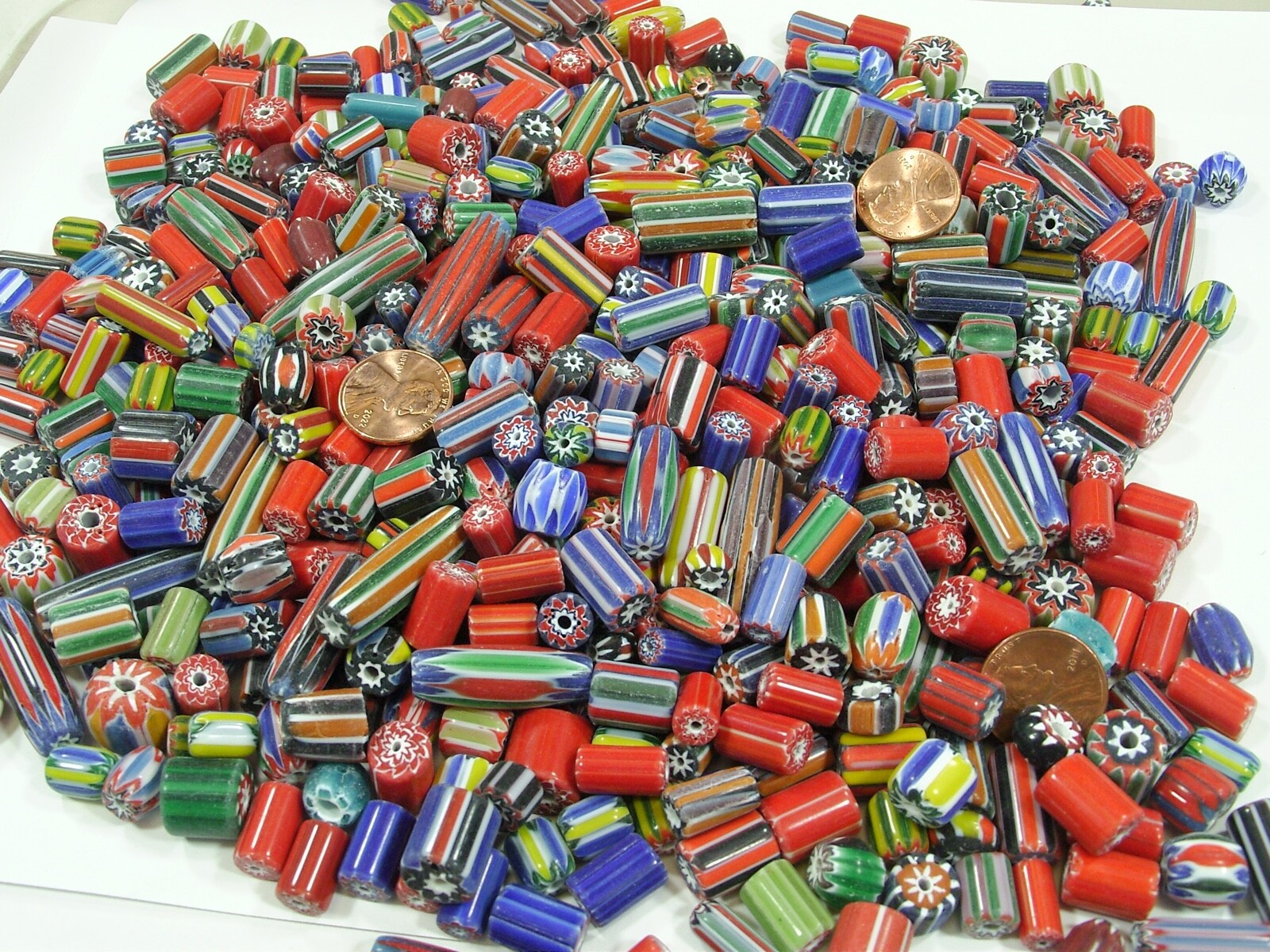 2 Pounds Assorted India Handmade Chevron Glass Beads Wholesale Bulk Lot (VP-5) ⭐
