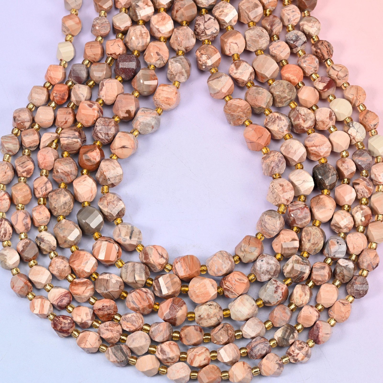 Red Howlite Faceted Spiral Twist Beads: Size 8mm 10mm, Jewelry Making