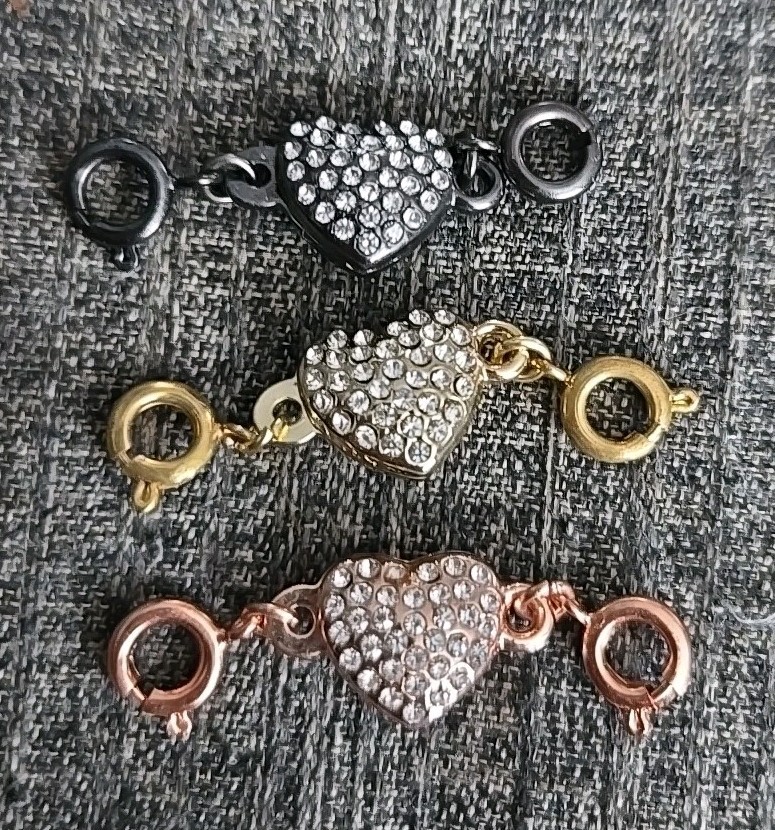Magnetic Heart Jewelry Extender Clasps Pieces Easy-To-Use Set Of 3