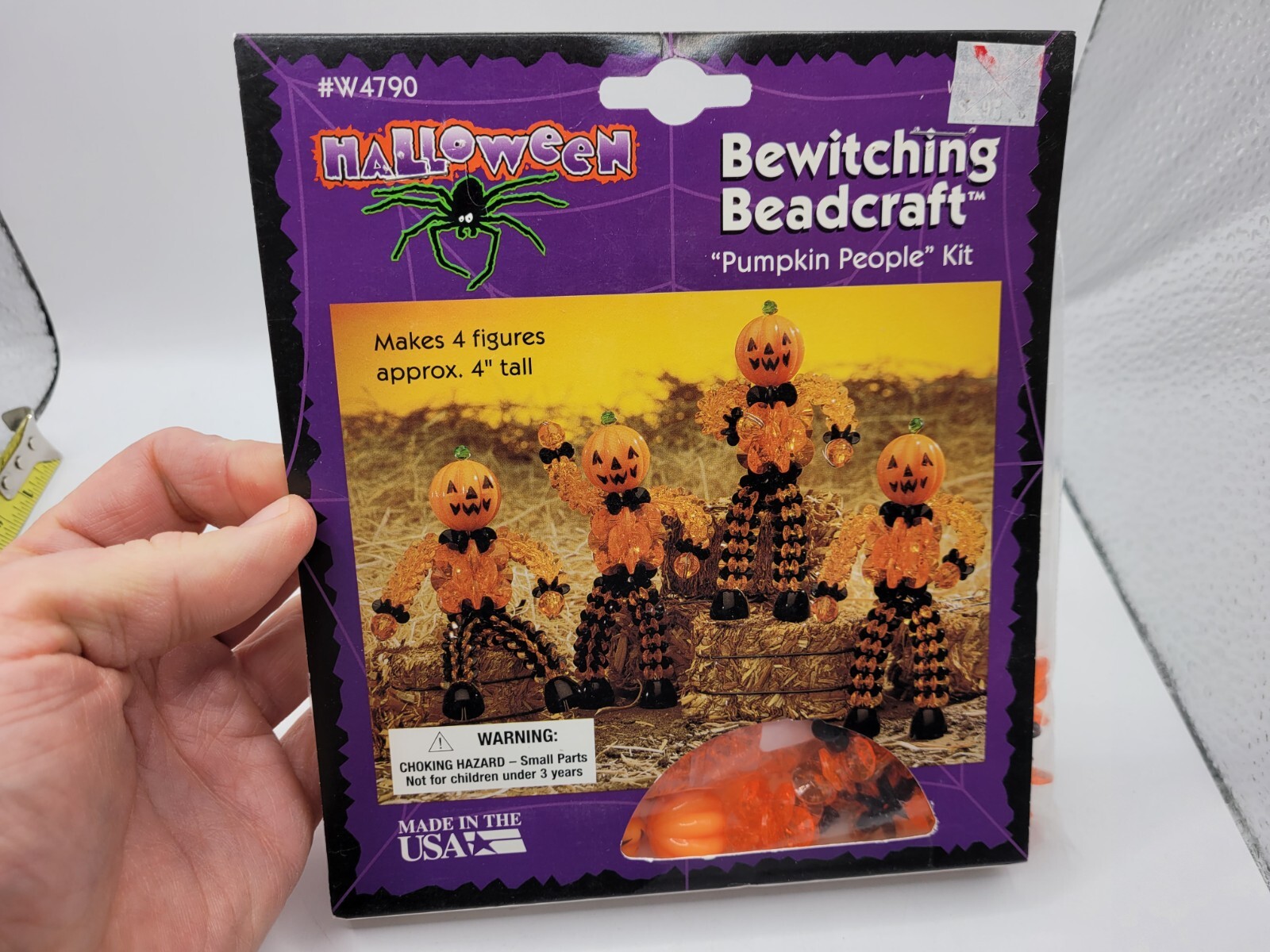 The Beadery PUMPKIN PEOPLE Bead Beading Halloween Ornament Kit Makes 4 Vtg