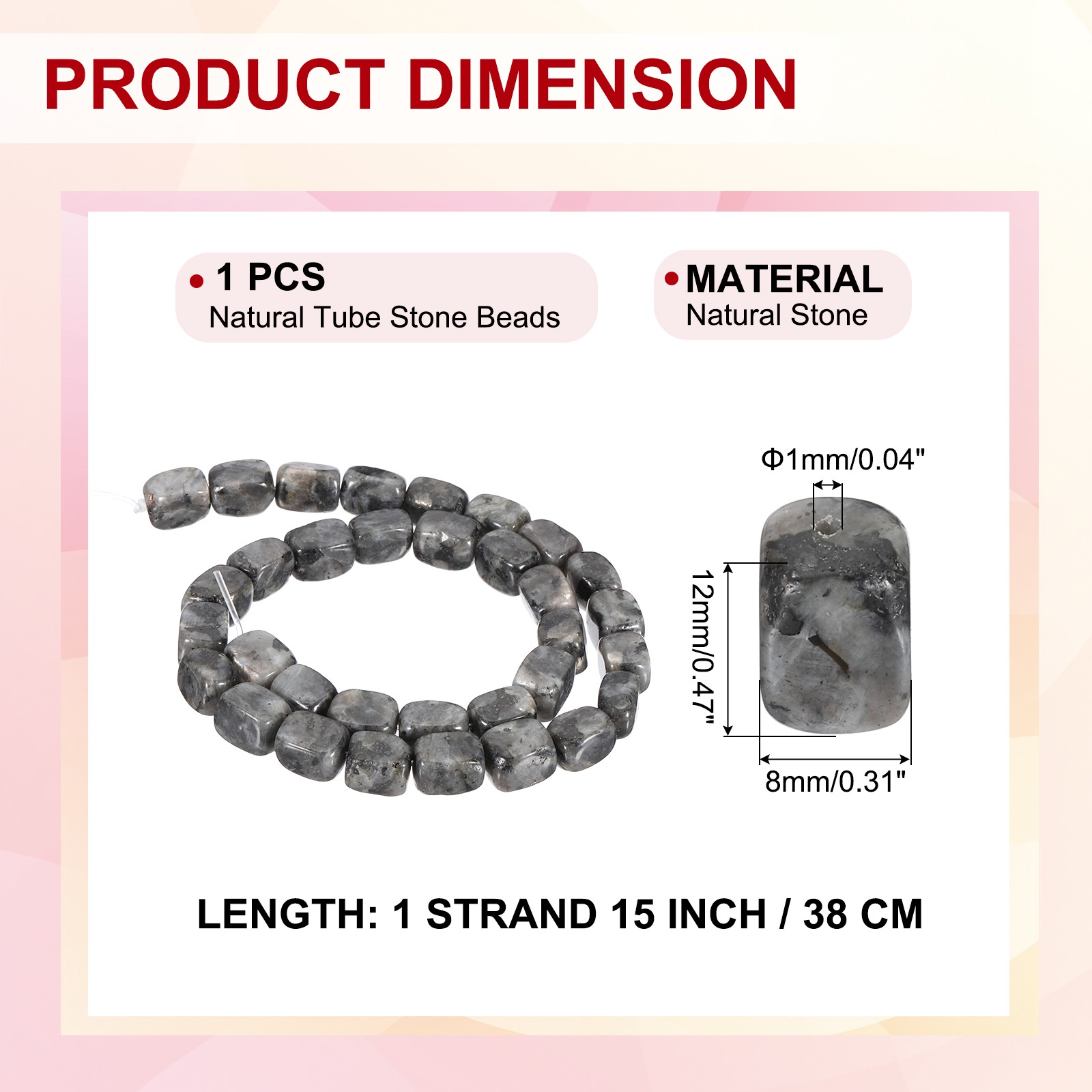 Natural Stone Gemstone Beads 15″ 12x8mm Cuboid Spacer Bead, Black White