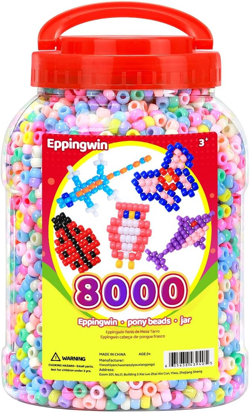 8000+Pcs Wholesale Large Pony Beads (6X9 Mm) Bucket, Easy Storage Kandi Bead Bul