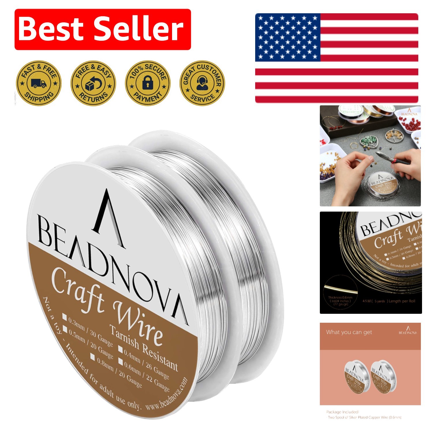 Professional Quality 22 Gauge Tarnish Resistant Wire – 2 Rolls for Versatile Use