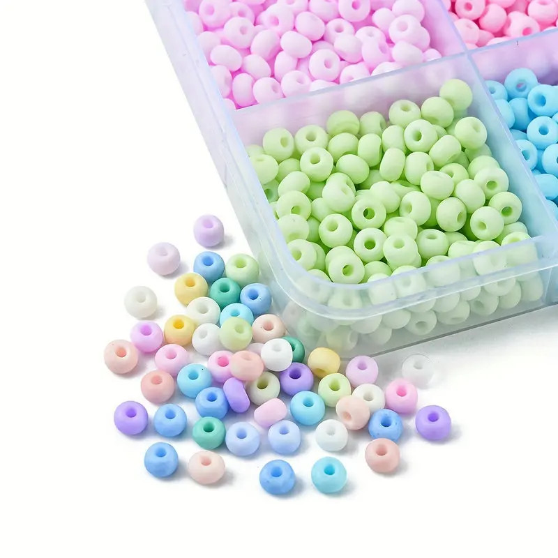 15 Grid 4mm Macaroon Glass Seed Beads Set Regular Shape DIY Bracelet Necklace