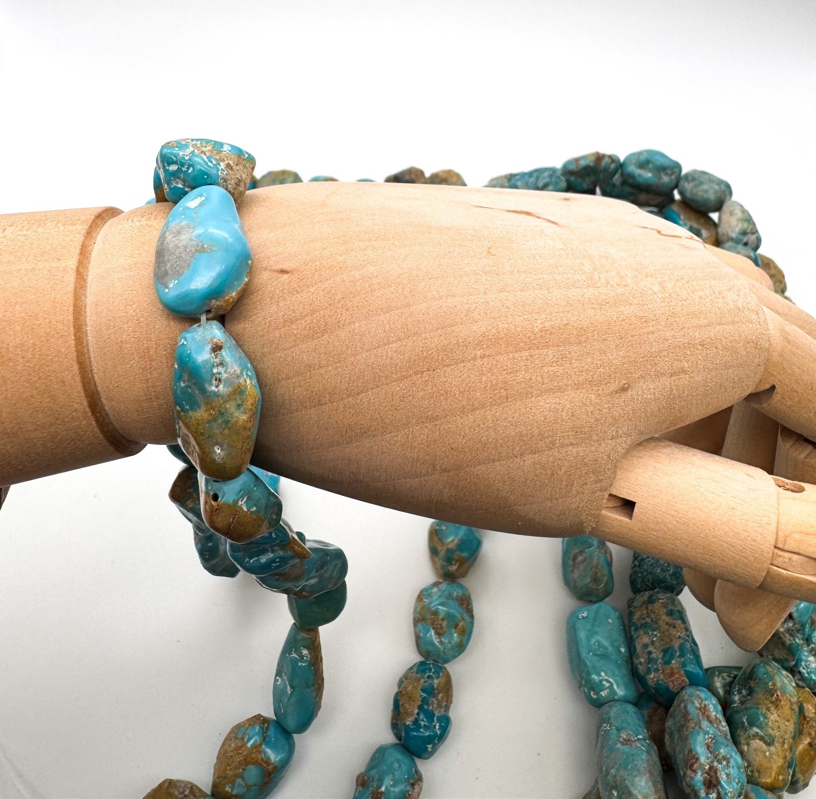 Natural Genuine Kingman Turquoise Arizona Large Nuggets Gemstone Beads WHTQ3