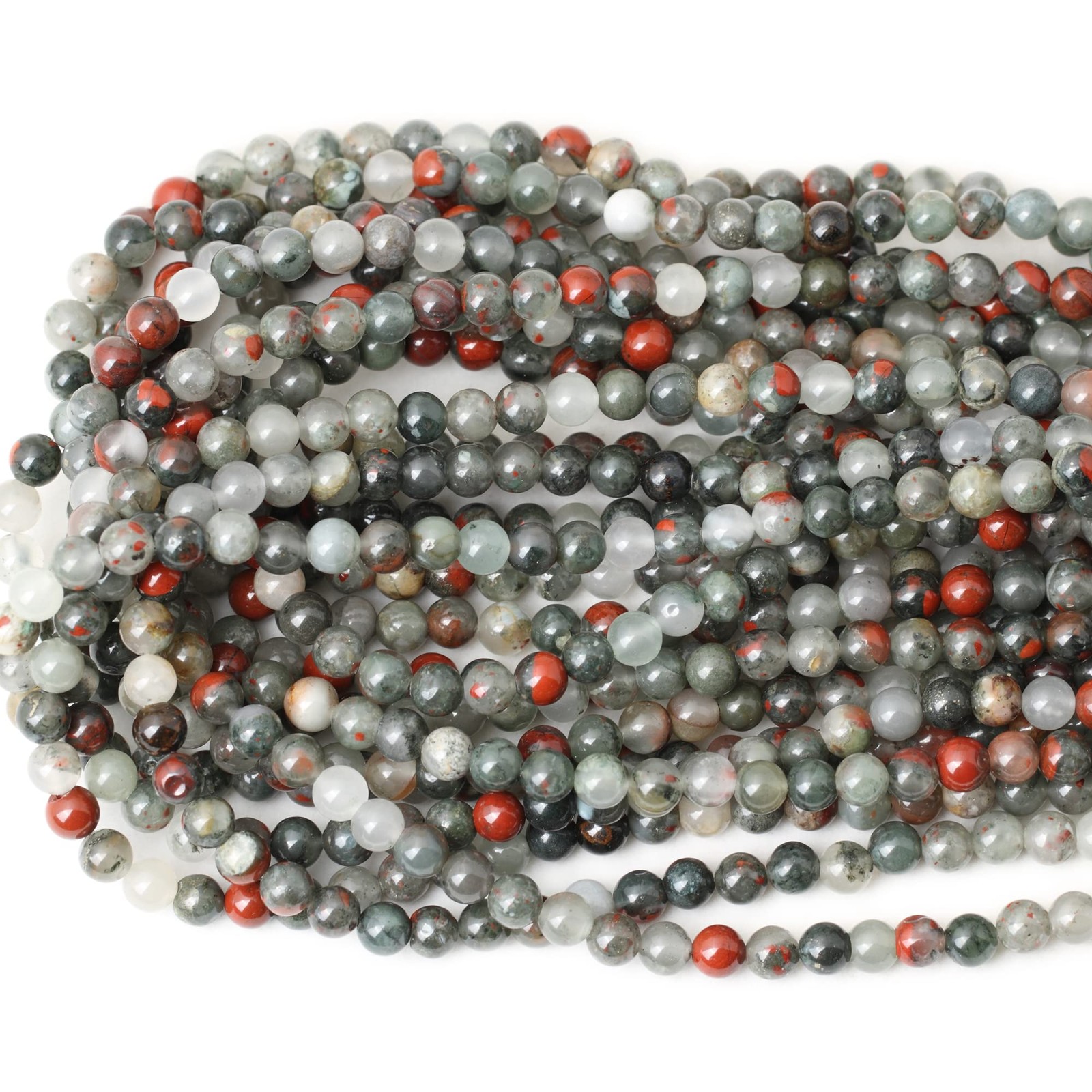 60PCS 6mm Natural African Bloodstone Gemstone Smooth Surface Round Loose Bead…