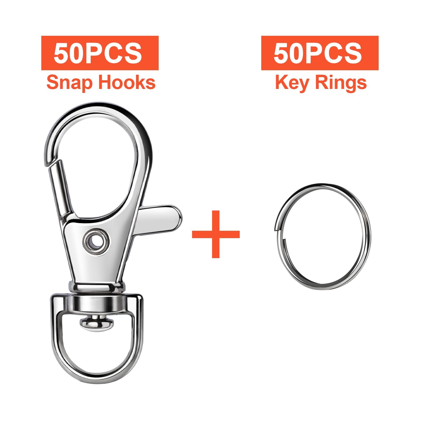 LEOBRO 100PCS Lobster Claw Clasps and Key Rings, Keychain Making Kit – 50PCS …