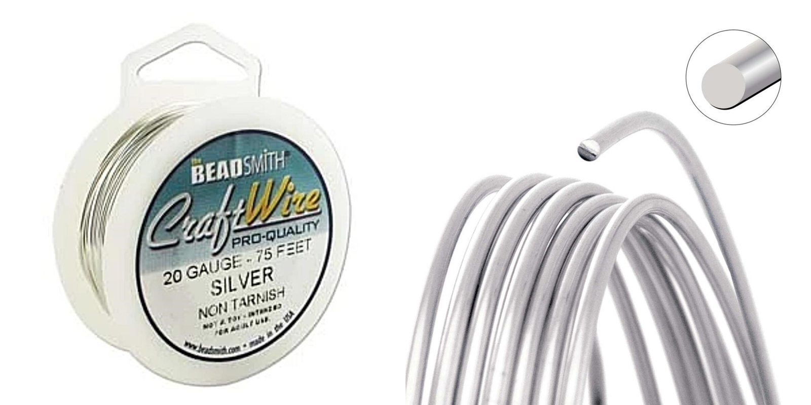 Wire, 75 Foot Spool BeadSmith Non Tarnish Silver 20 Gauge Wrapping Wire