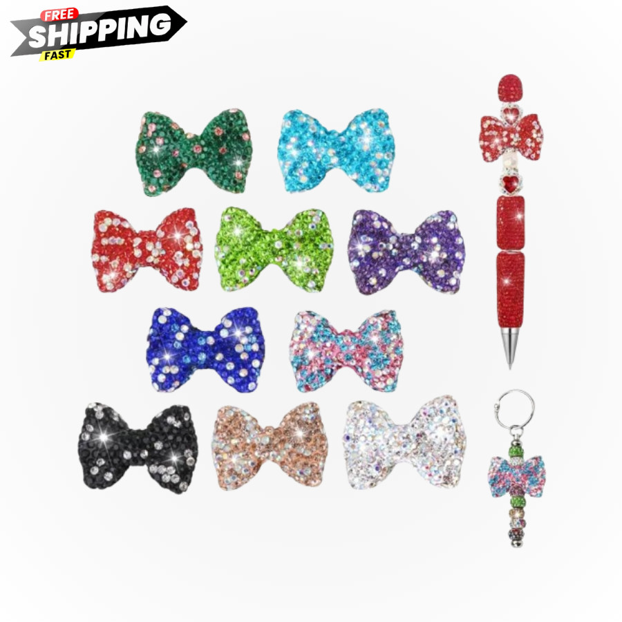 Bow Beads for Pens 10 Pcs Rhinestone Focal Bead for Crafts Fits for Beadable …