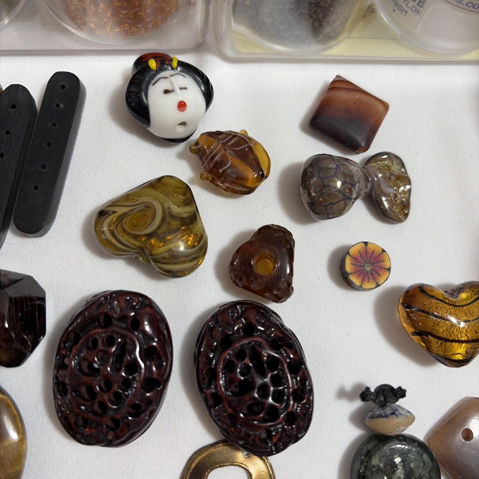 Huge Earth Tone Bead Lot Tiger Eye Wood Glass Seed Beads 8/0 Jewelry Making 7#s