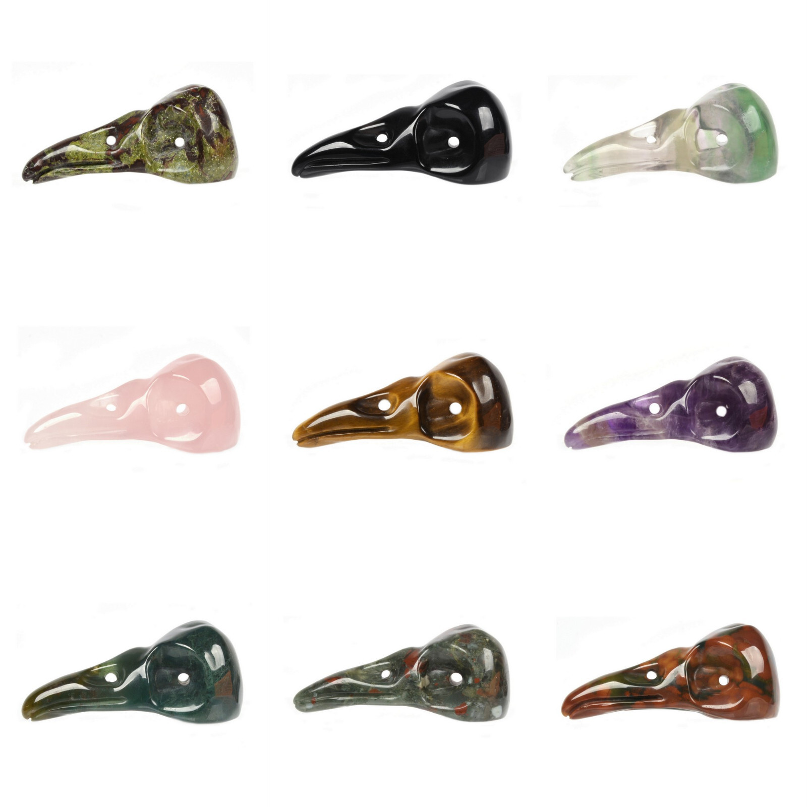 Raven Skull 47mm Figurine Bird Beak Crow Head Statue Pendant Bead