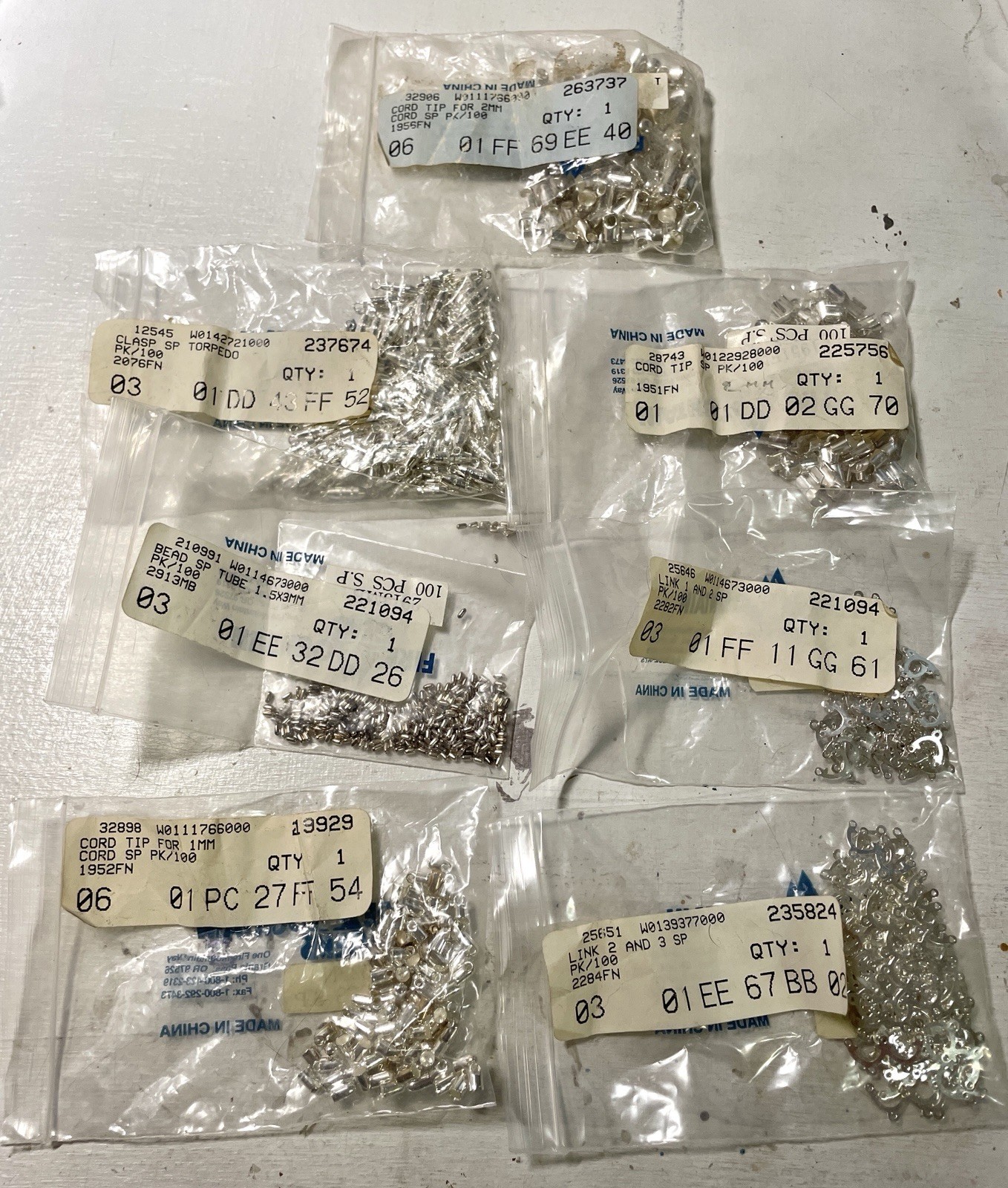 Fire Mountain Gems silver plated clasps connectors Chord Tips findings lot
