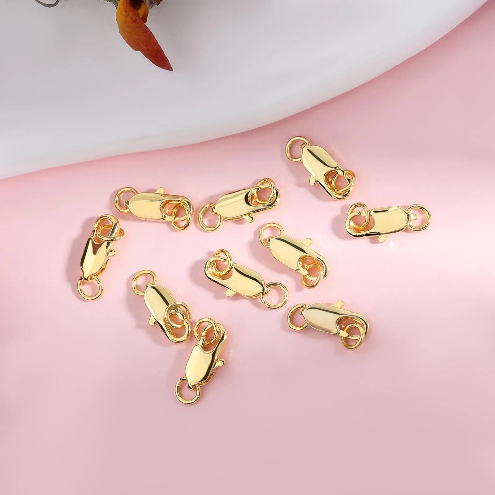 10Pcs 18k Gold Lobster Claw Clasp Filled with Closed Jump for Jewelry Making