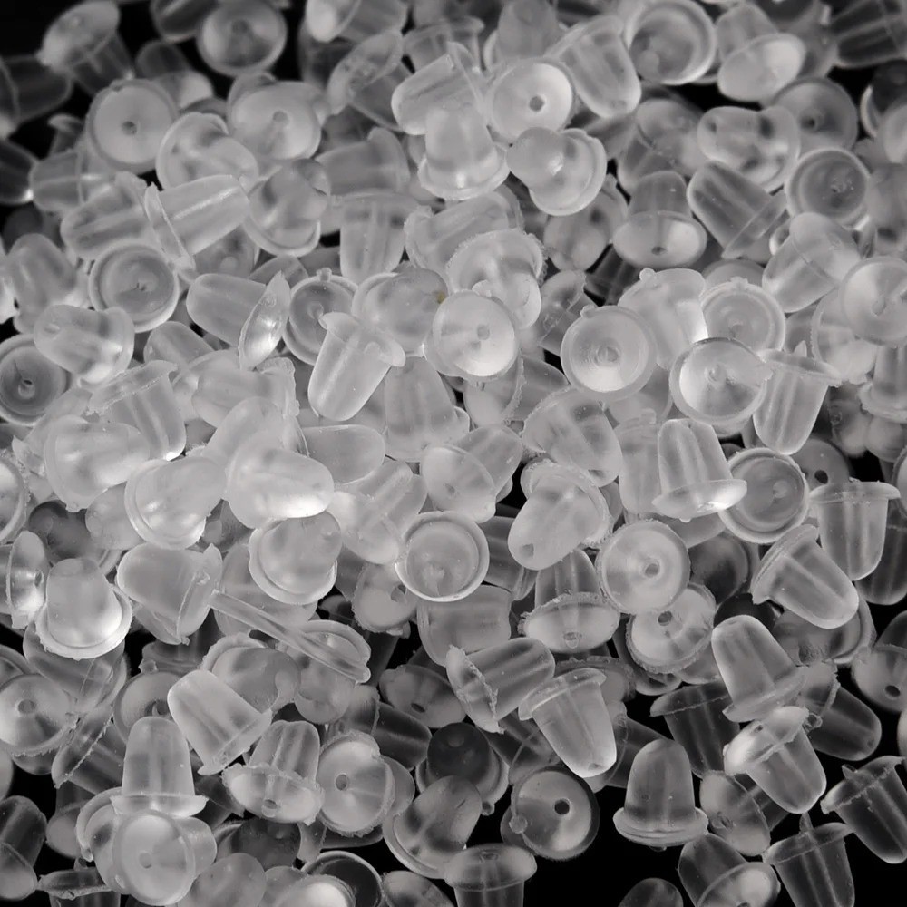500pcs Soft Rubber Ear Plugs – Transparent Earring Back Stopper Studs for DIY Ea