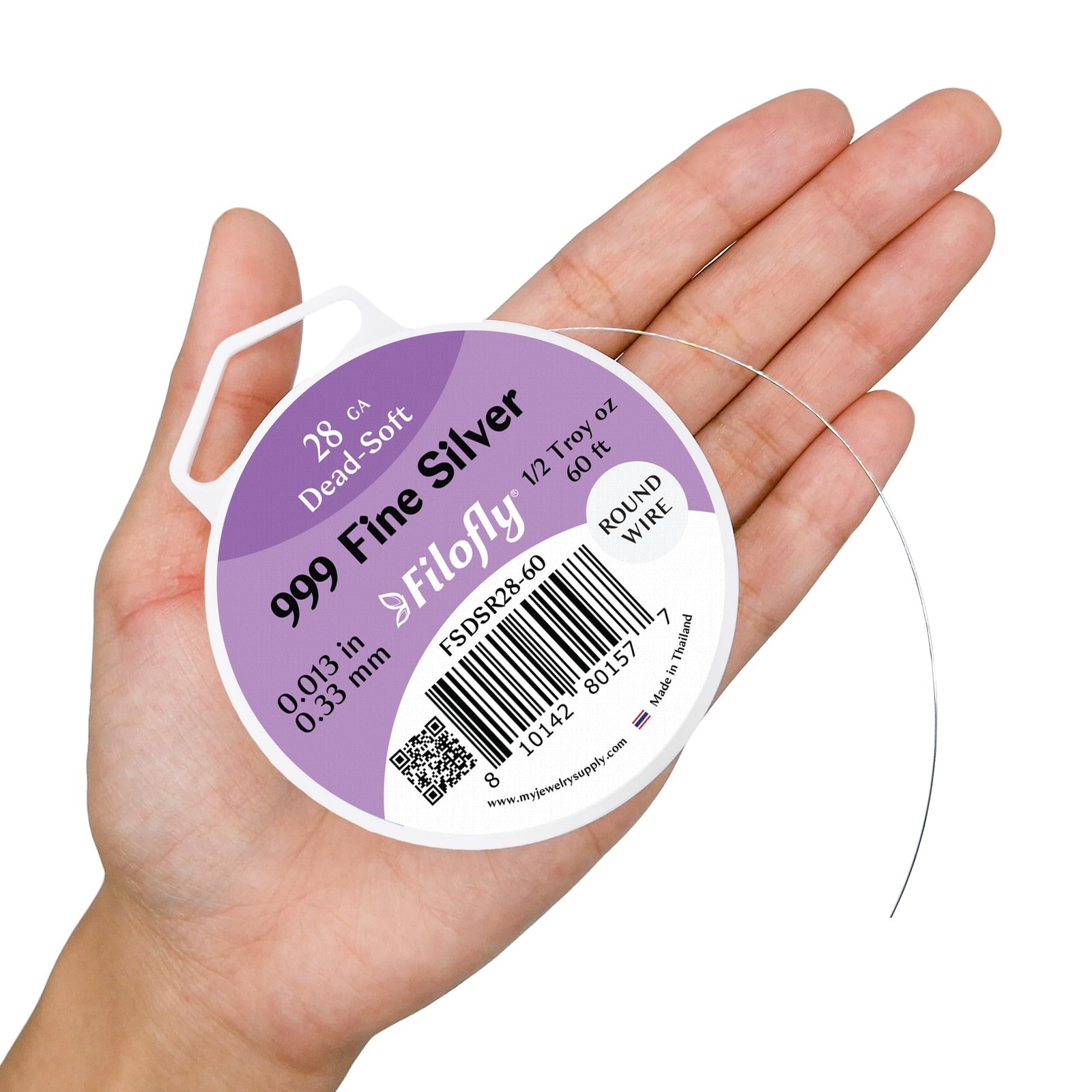 Filofly 28 Gauge 999 Fine Silver Wire Dead Soft Round 1/2 Troy Oz 60 Ft