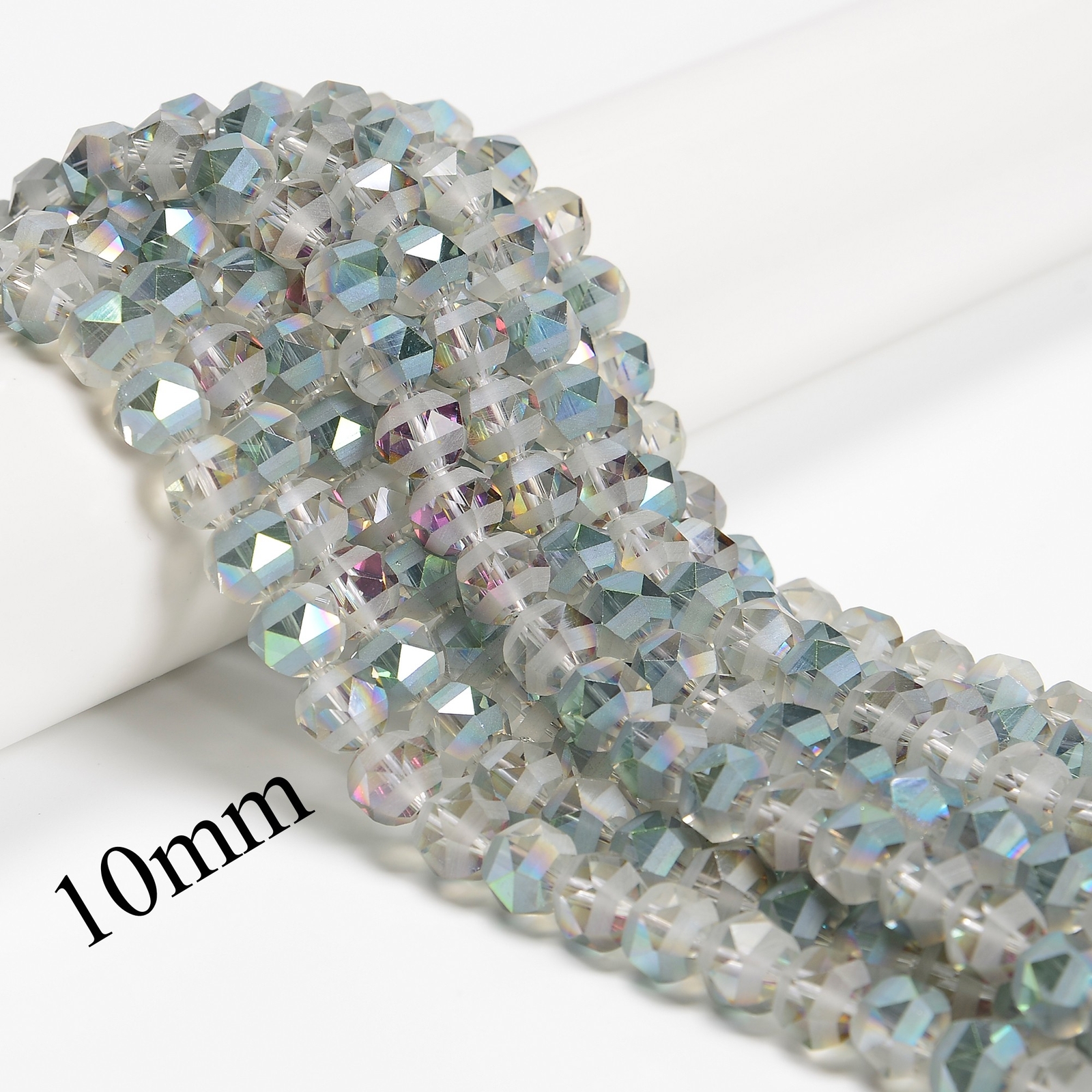 Multi-Color Crystal Glass Matte Faceted Round Beads 8mm 10mm 12mm 15.5″ Strand