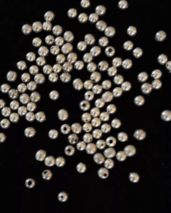 Sterling Silver Round Polished Beads 4 mm Hole 1 mm Package Of 50 Jewelry Making