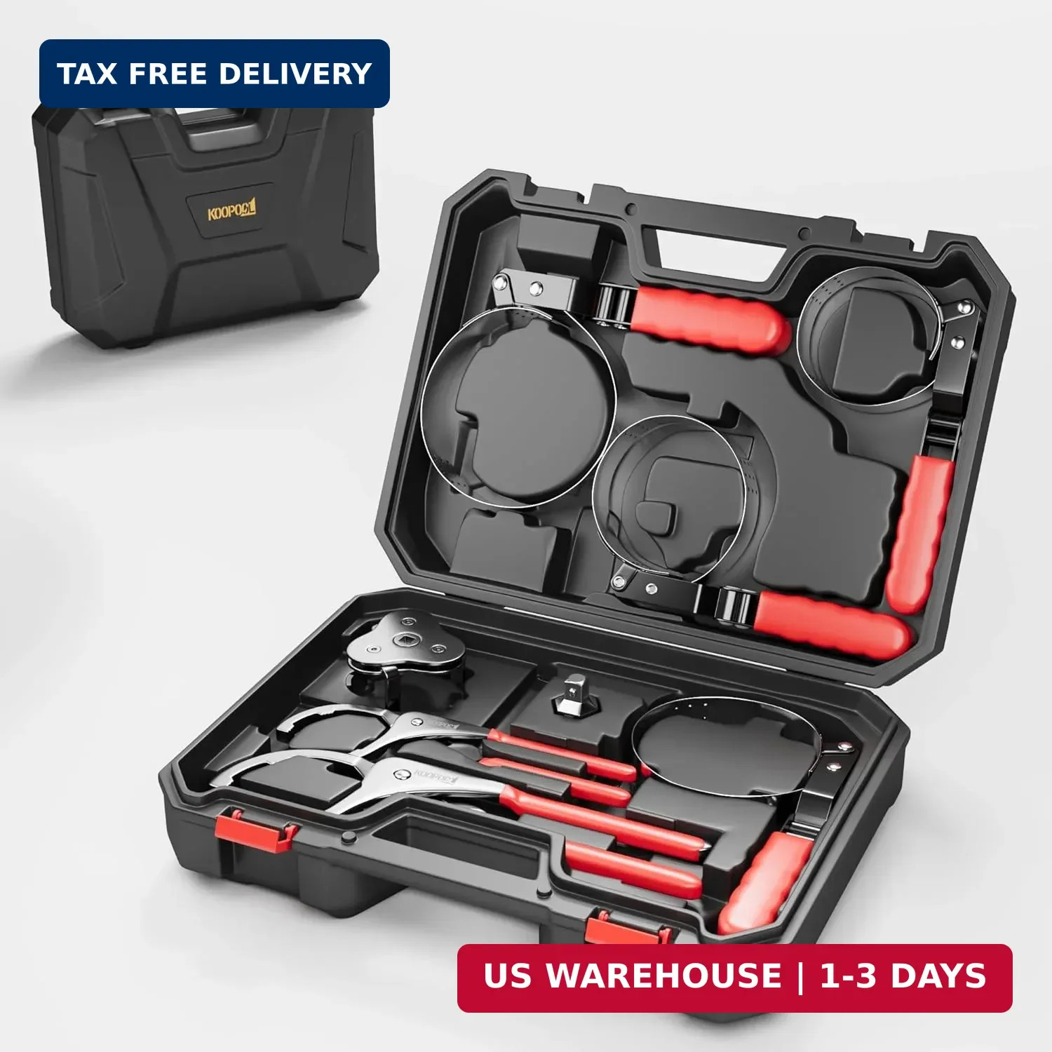 KOOPOOL Oil Filter Wrench Set, 8 Piece Adjustable Oil Filter Pliers 2-3/4″ to 5-