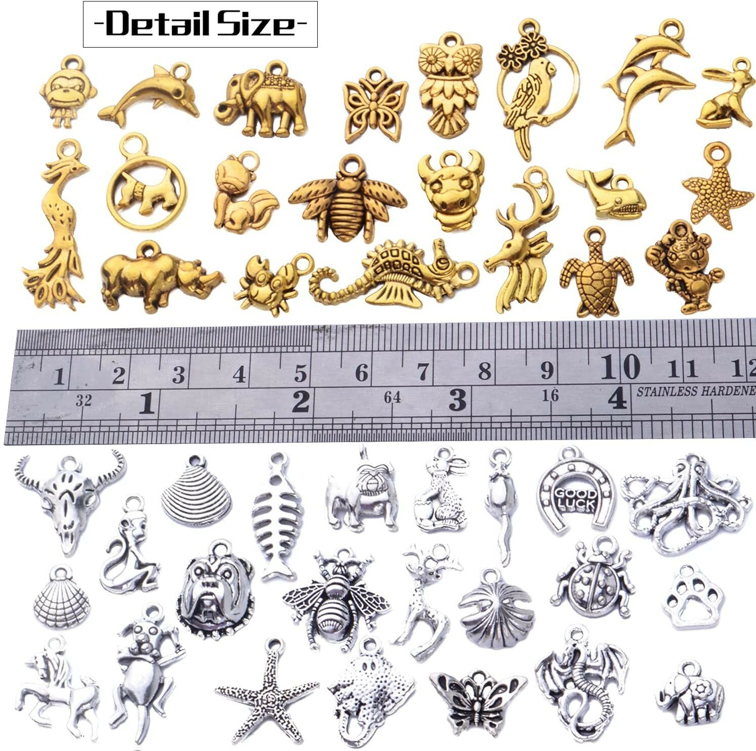 Animal Charms Antiqued Silver Gold Assorted Pendants Mixed Zoo Supplies 10pcs