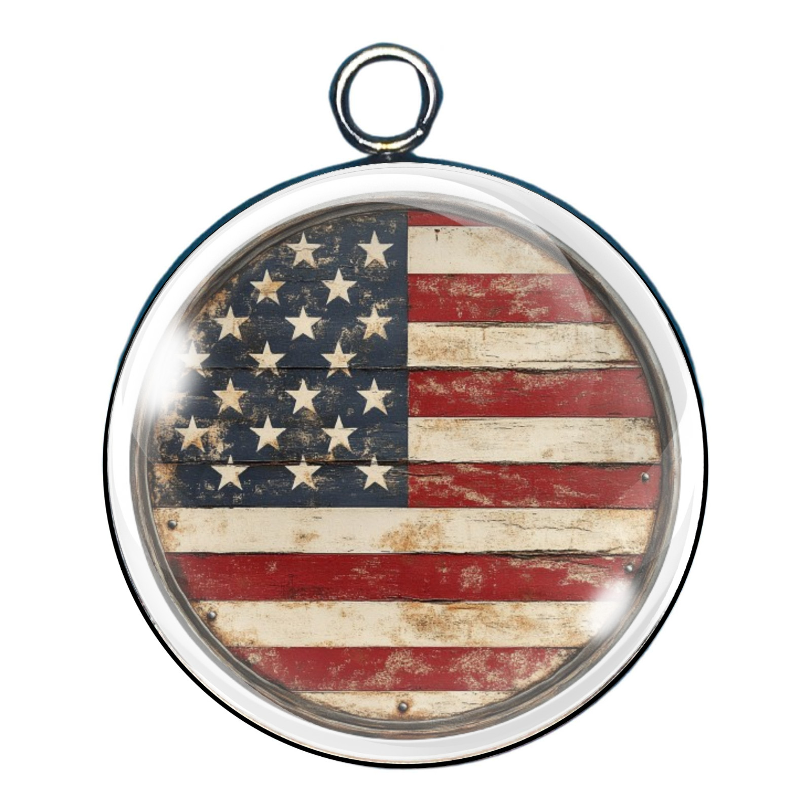 Rustic American Flag Glass Cabochon Charms, Vintage Flag Pendants, DIY Charms