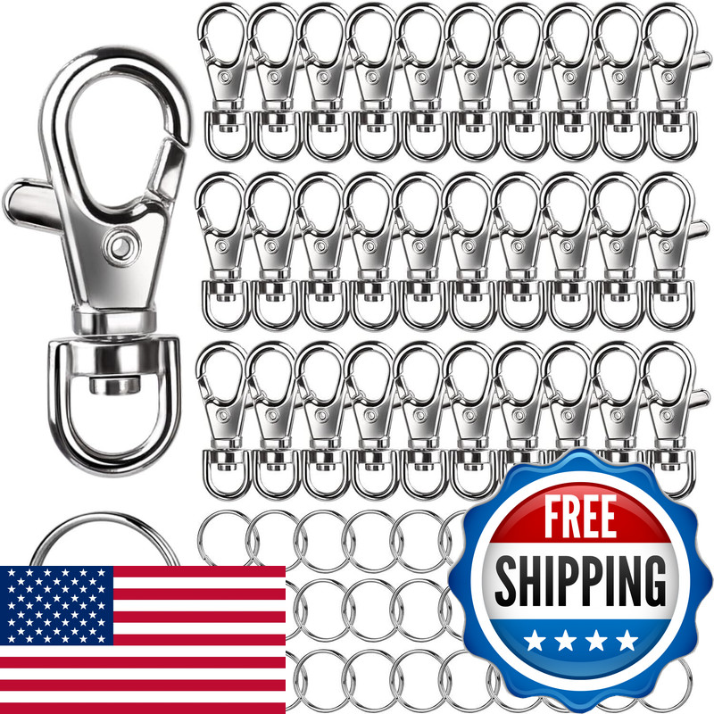 Leobro 60Pcs Lobster Claw Clasps And Key Rings 30Pcs Keychains Clips And 30Pcs