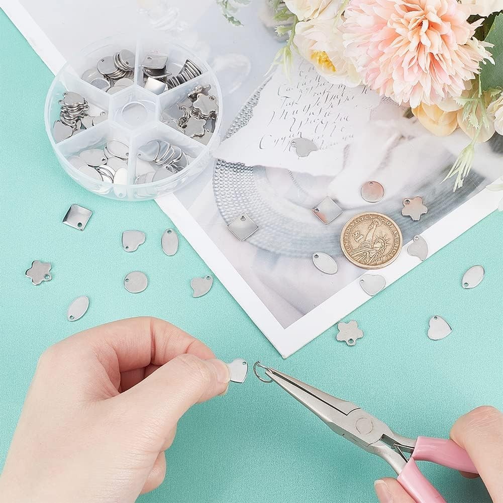 Art Deco 120 Pcs Stainless Steel Stamping Charms – Perfect for Jewelry Making