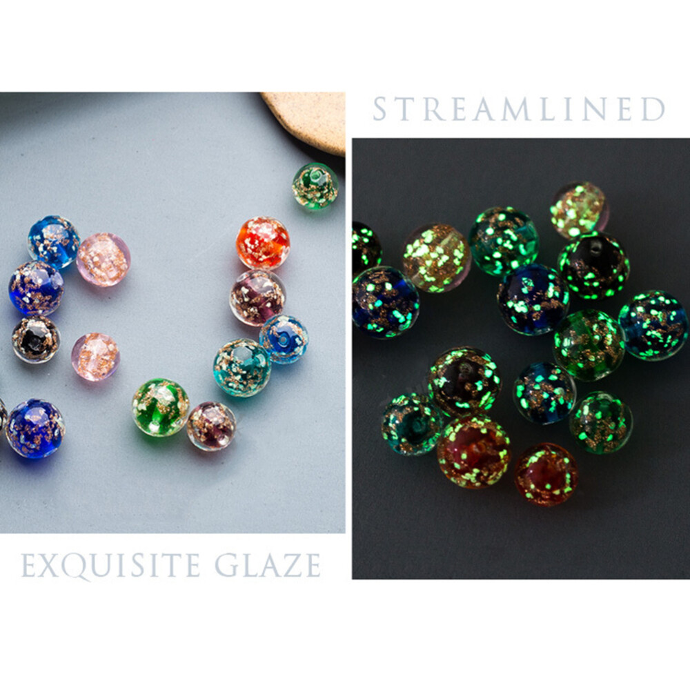 20 Pcs Round Beads for Bracelets Large Hole Charms Fluorescent Mixed Glass