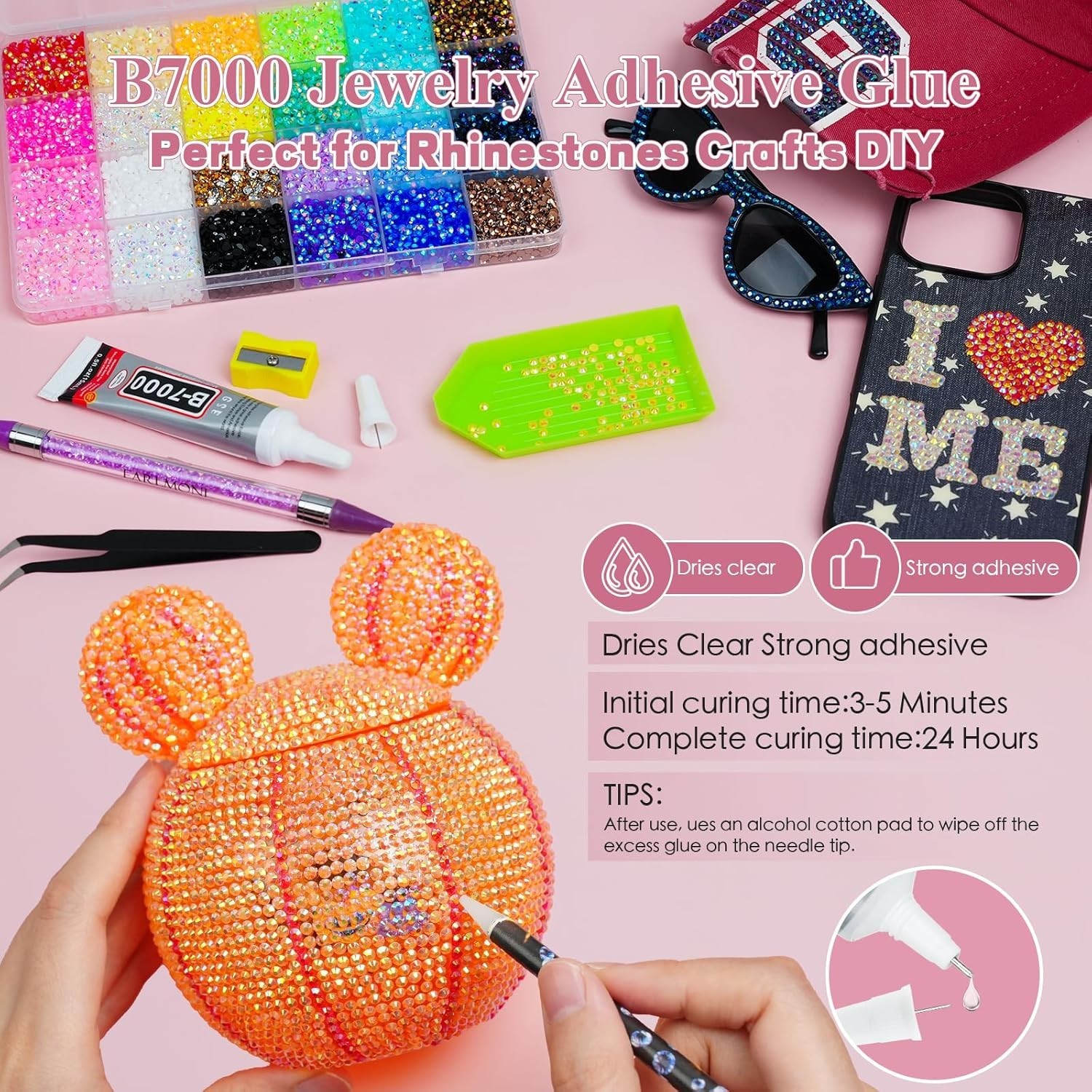DIY Craft Dream: 30,000 Jelly AB Rhinestones & Jewelry Glue for Bedazzling