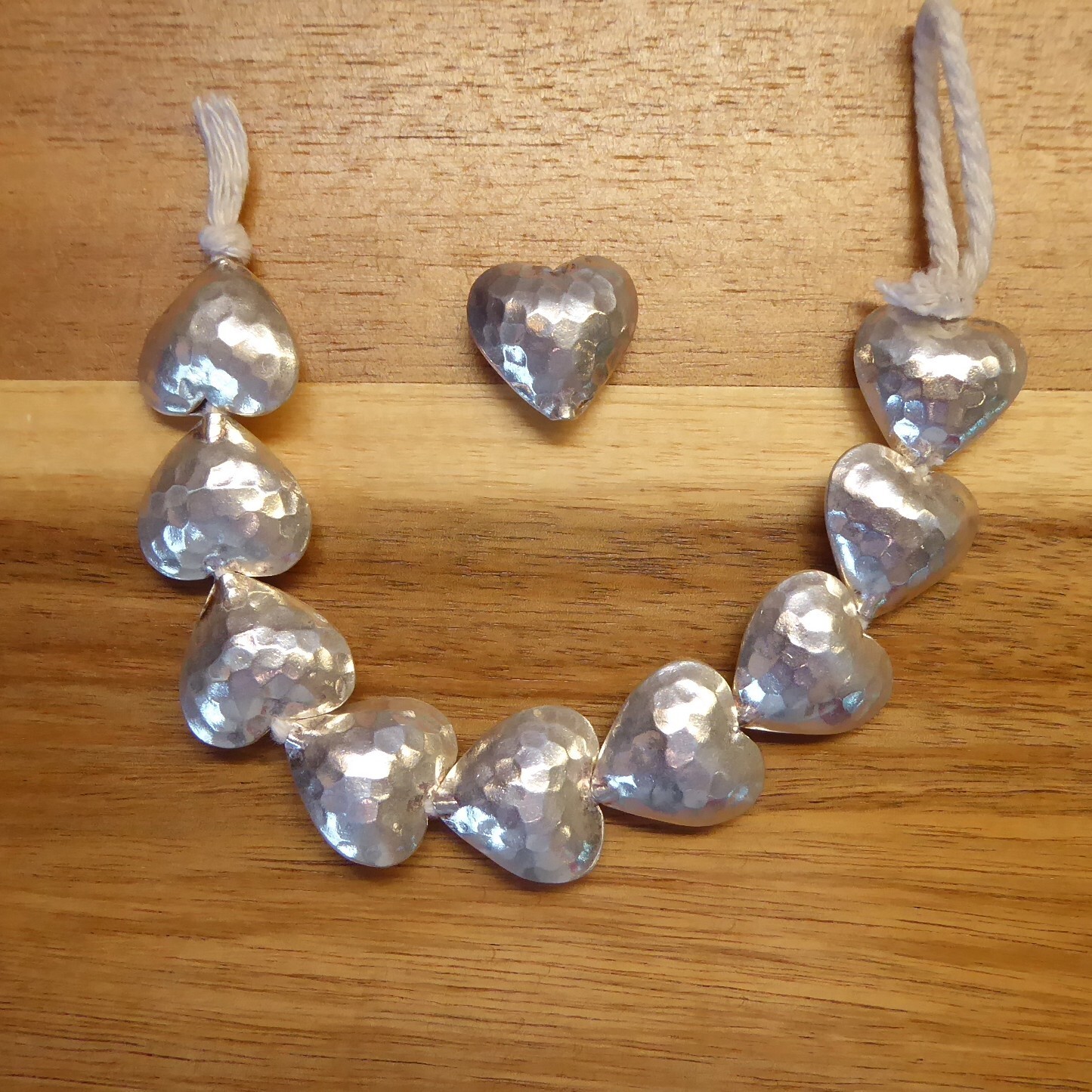 20mm Karen Hill Tribe Fine Silver Puffed Hammered Heart Bead – One Bead
