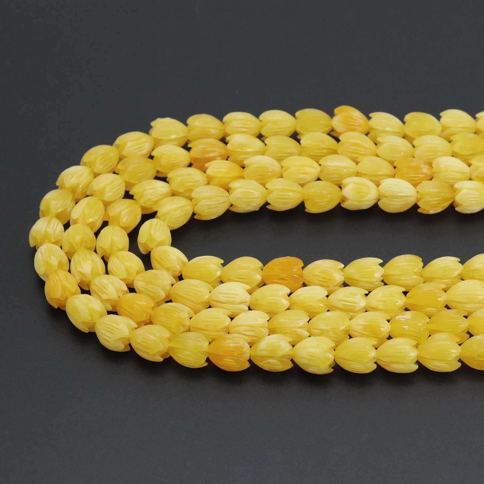 High-Quality Natural Yellow Tulip Resin Bead, 10x12mm – Sku#U2039