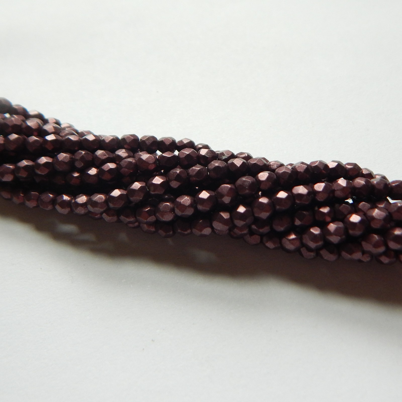 100 Beads – 2mm Fire Polished Faceted – Metallic Red Pear – Czech Glass
