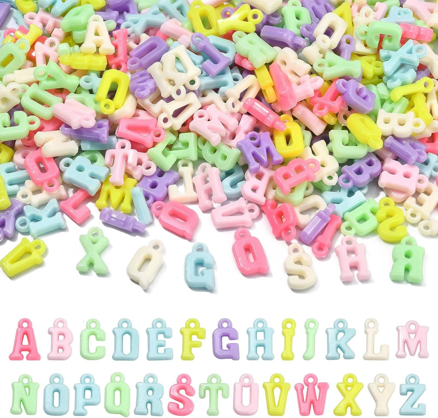 1050Pcs Random Acrylic Letter Charms – Abc-1050Pcs-Random – round – Loose Beads