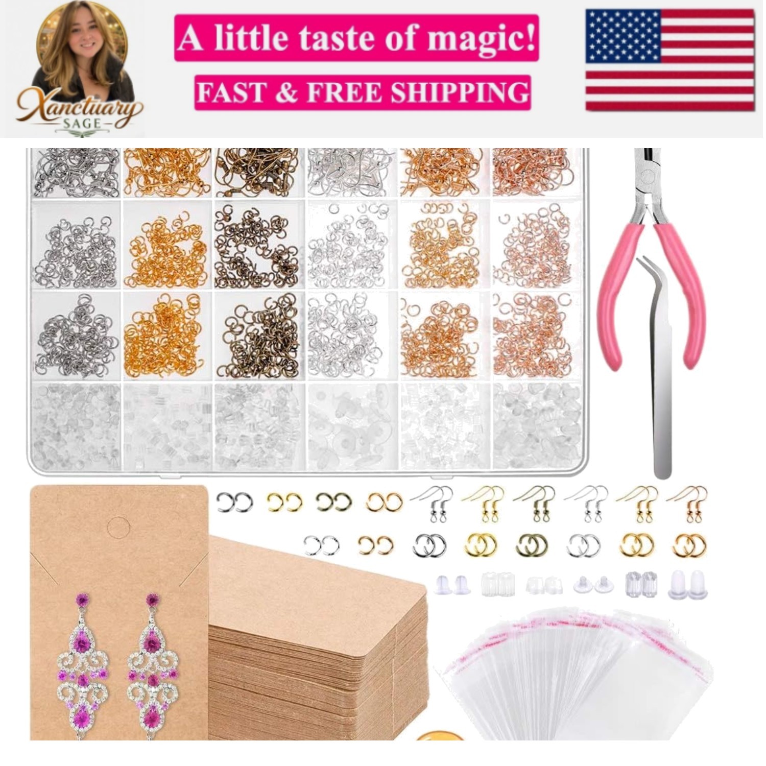 Earrings Hooks for Jewelry Making, 2000Pcs Earring Making Supplies Kit with F…