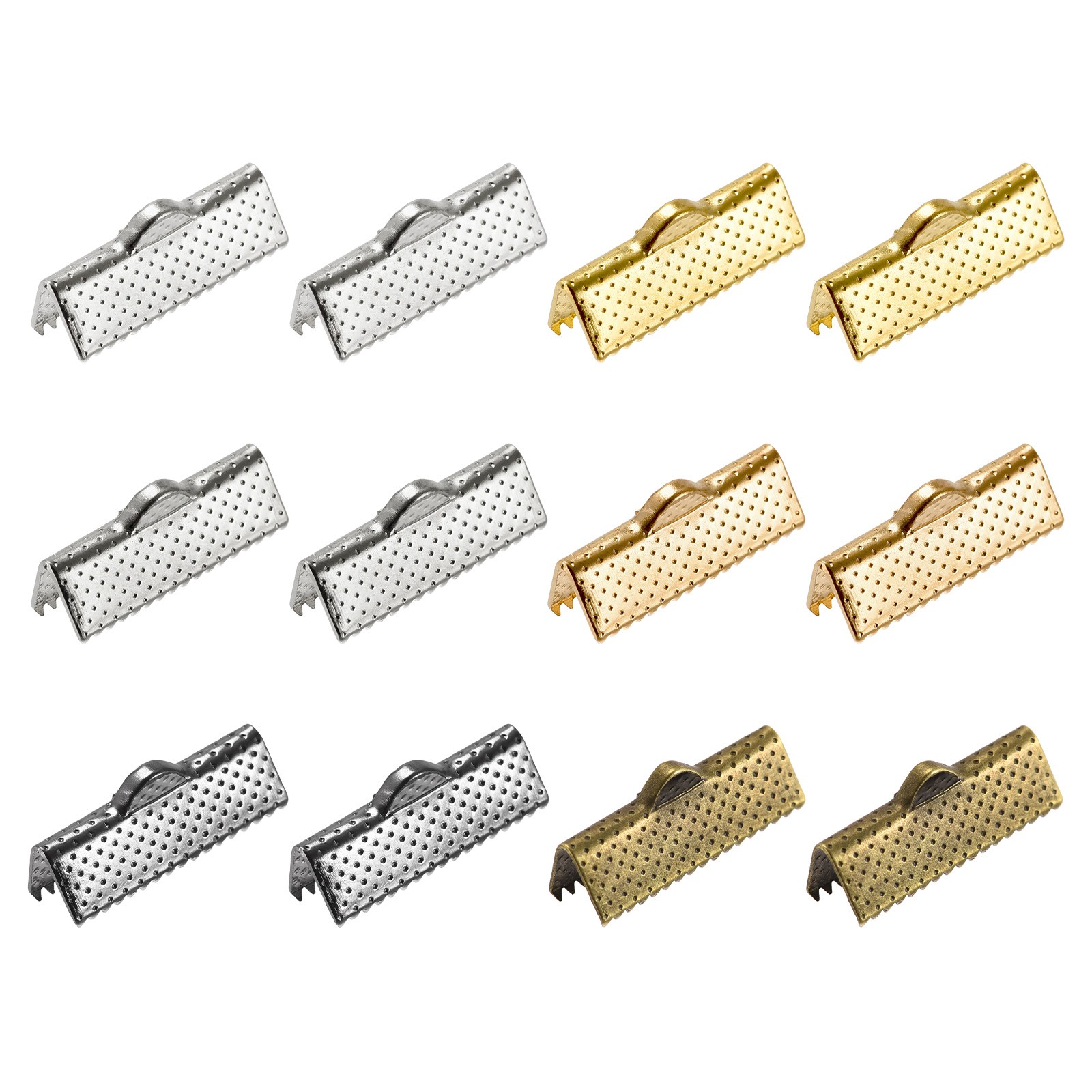 180Set Ribbon Crimp Clamp Ends 20mm Bookmark Pinch Cord End Clasps