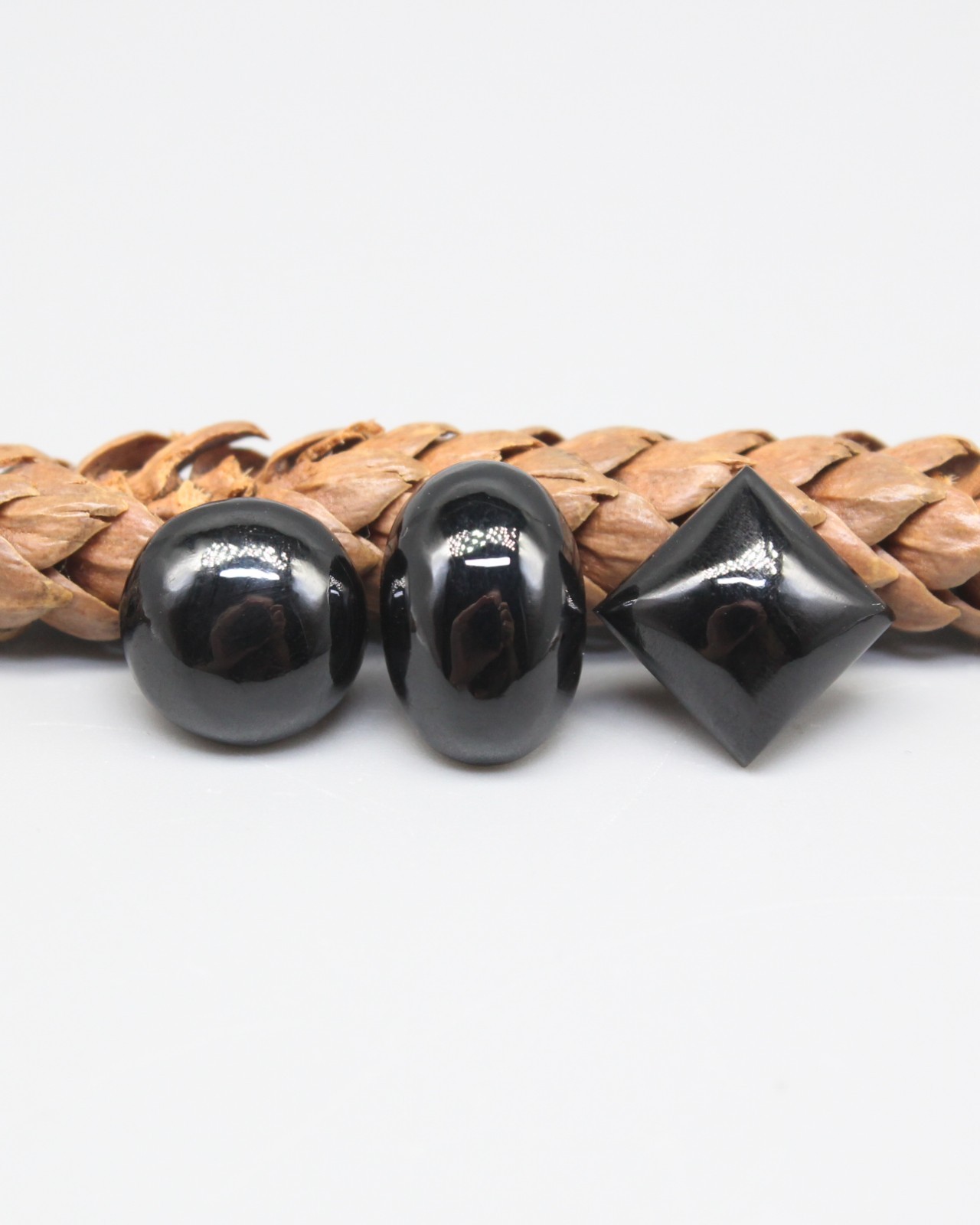 Black Spinel Natural Pleonaste Rare hand polished cabochons set Thailand