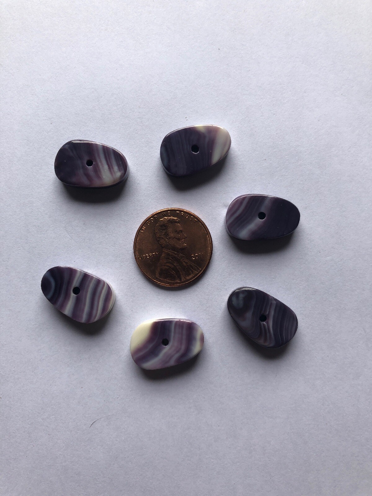 1 17x11x4mm w/ 1.9mm Hole Wampum Quahog Purple Wheel bead for bracelet clasp