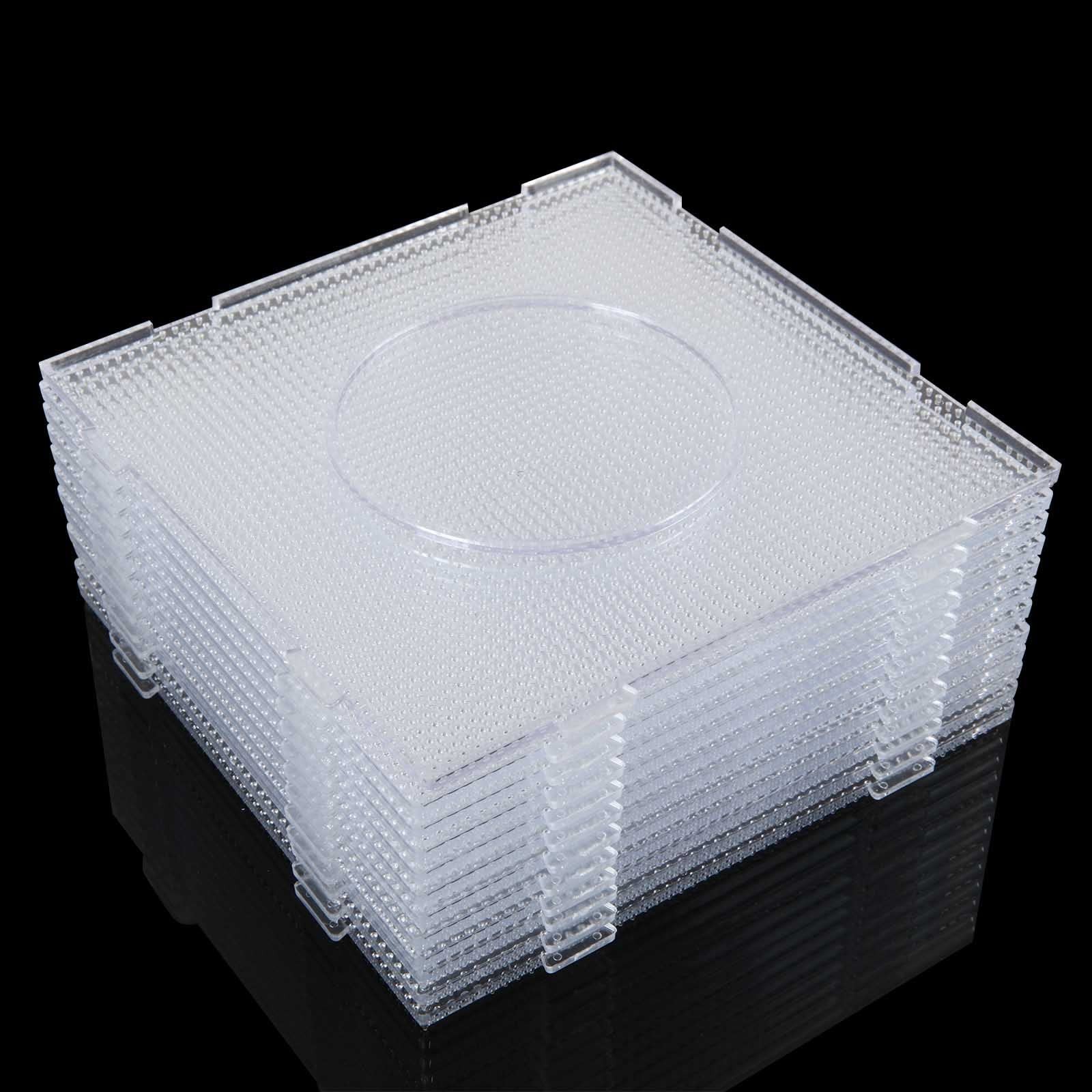 12PCS Mini Perler Bead Pegboards, 2.6mm Plastic Square Boards, 2.6mm, Clear