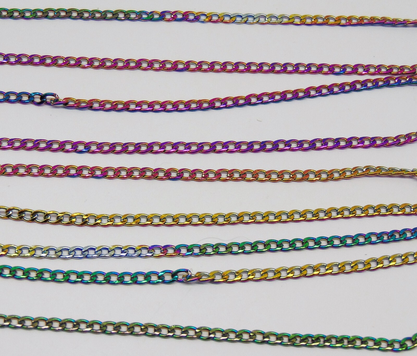 Stainless Steel Curb Chain 3mm x4mm ~ 16 ft (5 meters) Rainbow Finish 3mm x 4mm