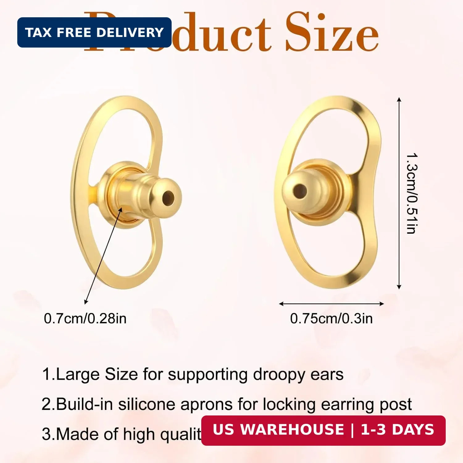 8Pcs Earring Lifters Backs, Earrings Backs Replacements for Studs, Large Tight E