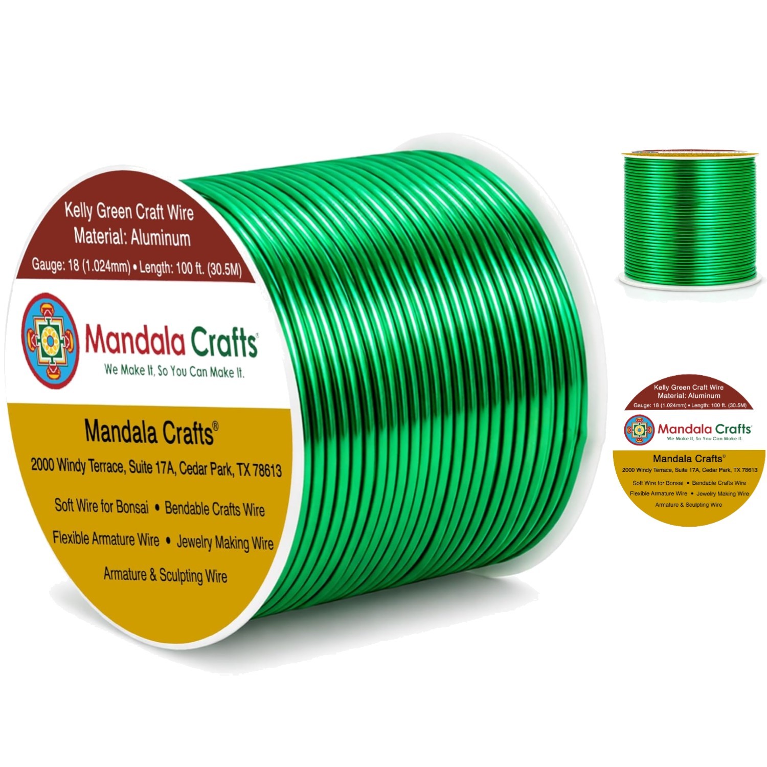 Commercial Grade 18 Gauge Aluminum Wire – 100 FT Kelly Green for Creative Crafts