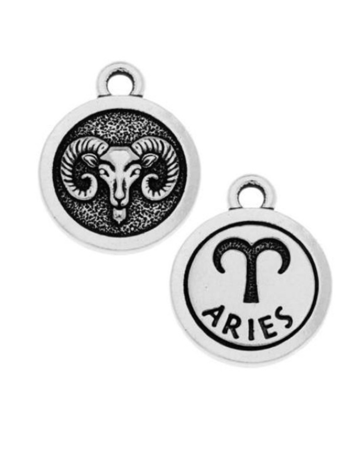 TierraCast Antique Fine Silver Plated Pewter Charms Zodiac Signs Two Sided New