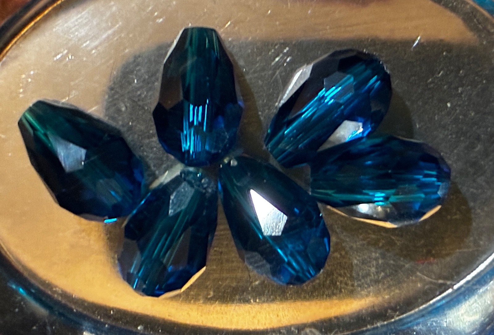 SPARKLING BLUE! 3 Earring Sets Teardrop Shape Faceted Crystal Beads 8x11mm