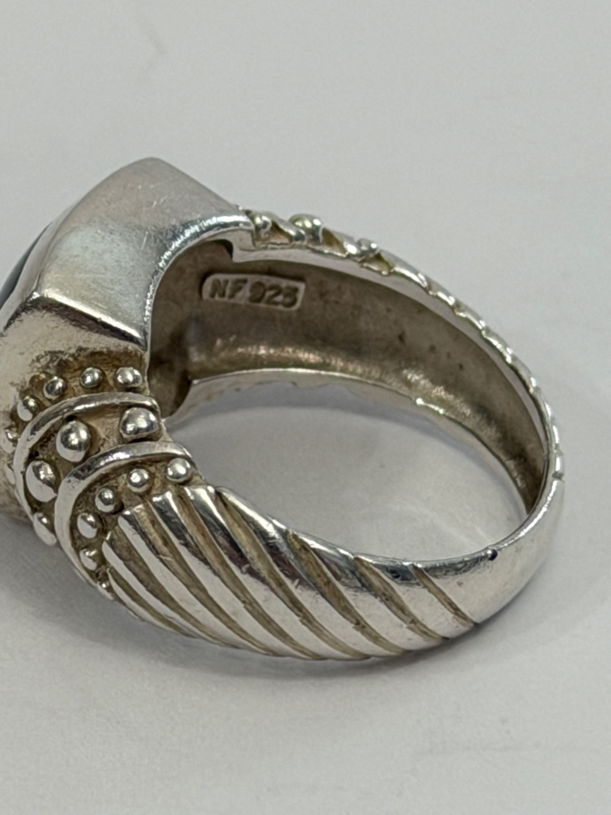 NF 925 Sterling Silver & Inset Black Onyx Ring – Thailand – Size Approx. 6.5