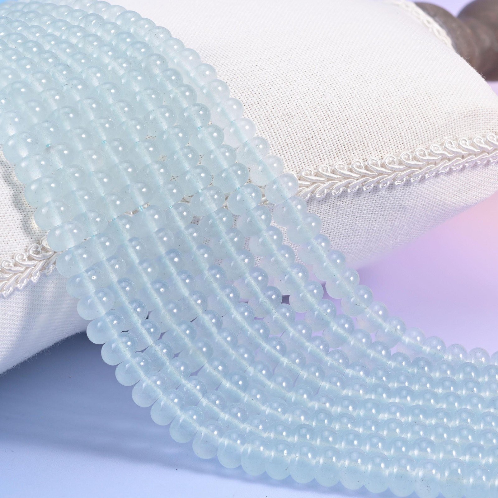 Baby Blue Dyed Jade Smooth Rondelle Beads Jewelry Making Size 5x8mm 15″ Strand
