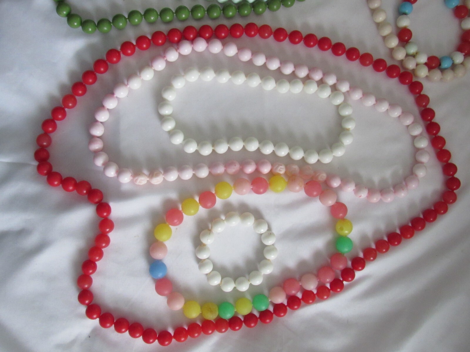 Collection of Vintage Plastic Pop Beads Various Colors & Sizes as Shown