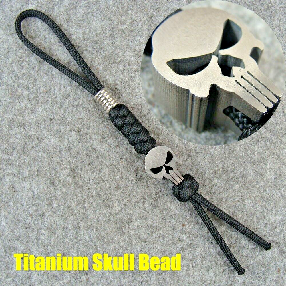Titanium Skull Shape Lanyard Bead Knife Paracord Beads Handmade Lanyard Pendant