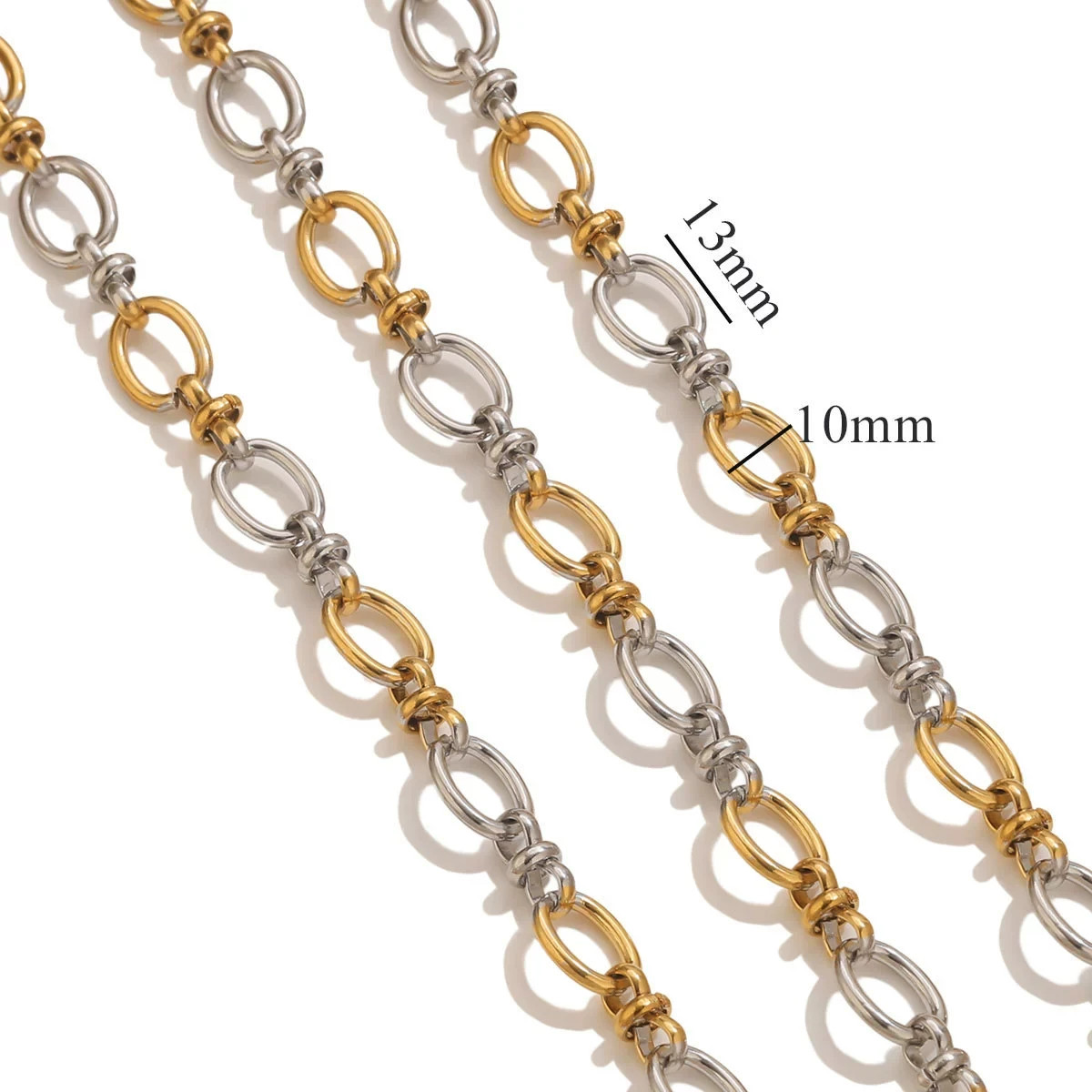 1Foot No Tarnish Stainless Steel 18K PVD Gold Plated Chunky Chain 10mm SSF127