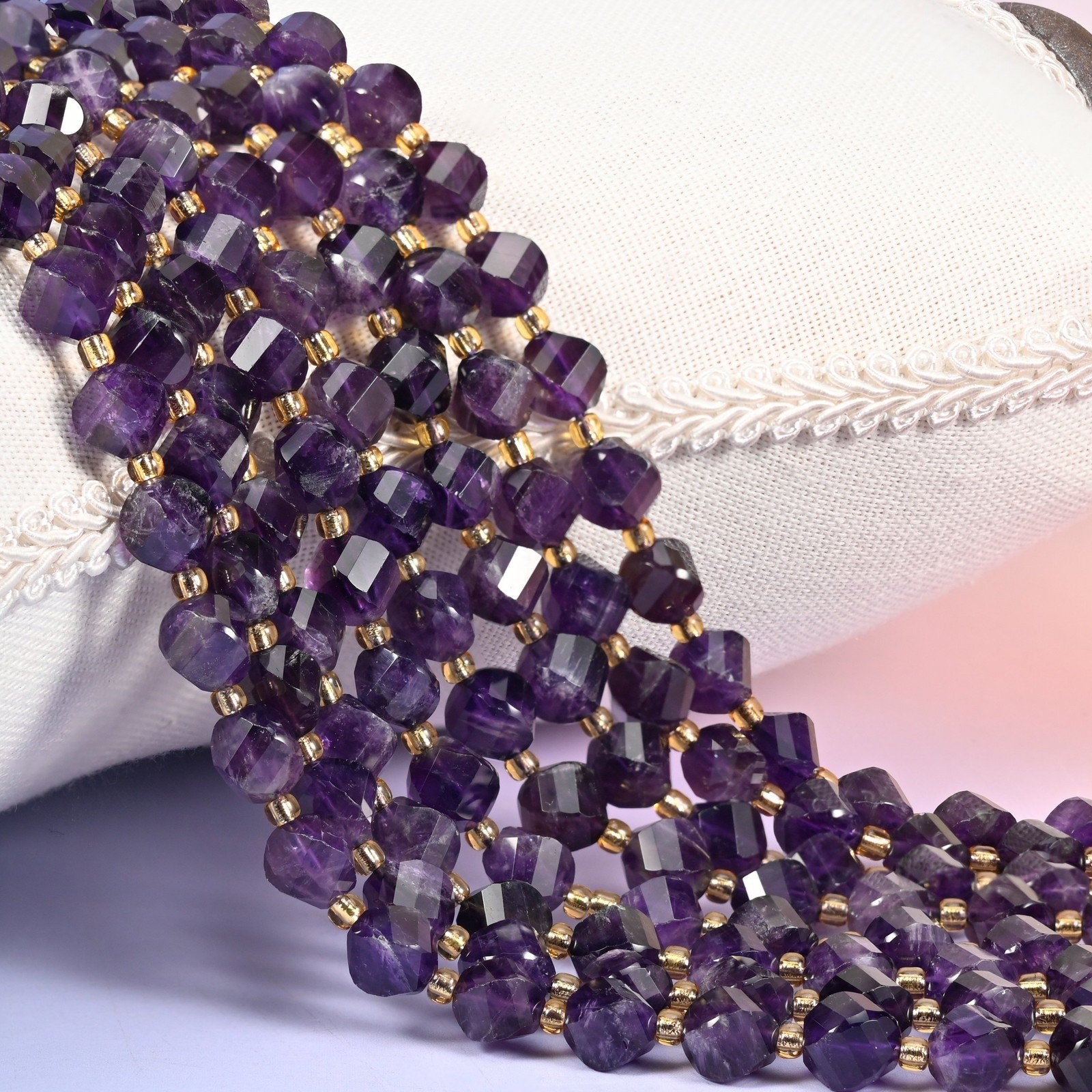 Dark Purple Amethyst Faceted Spiral Twist Beads: Size 8mm 10mm, Jewelry…