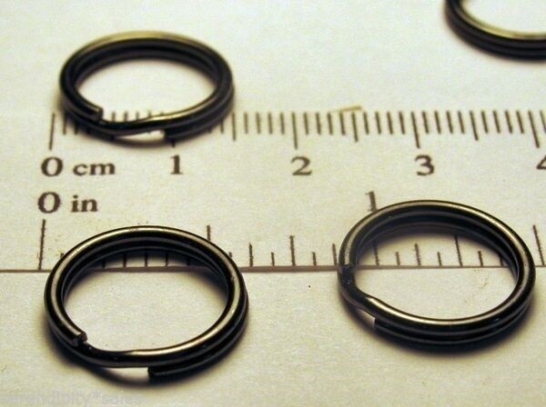 4 Key Rings 15mm Approx 5/8″ Split Ring Gun Metal Black Finish Steel Findings
